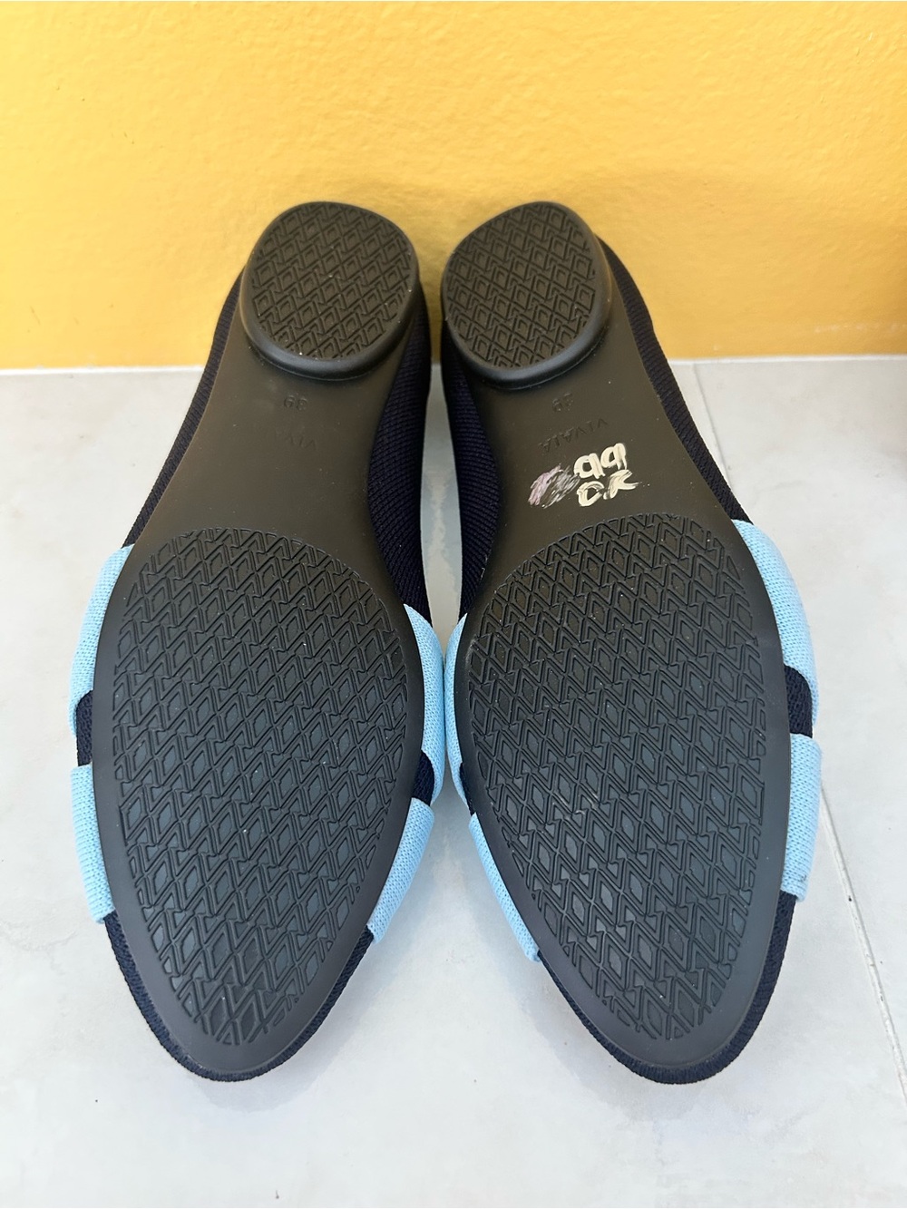 VIVAIA Aria 5° Pointed Toe Knit Ballet Flats Navy Blue Bow Size EU 39 8- 8.5 - Picture 9 of 10